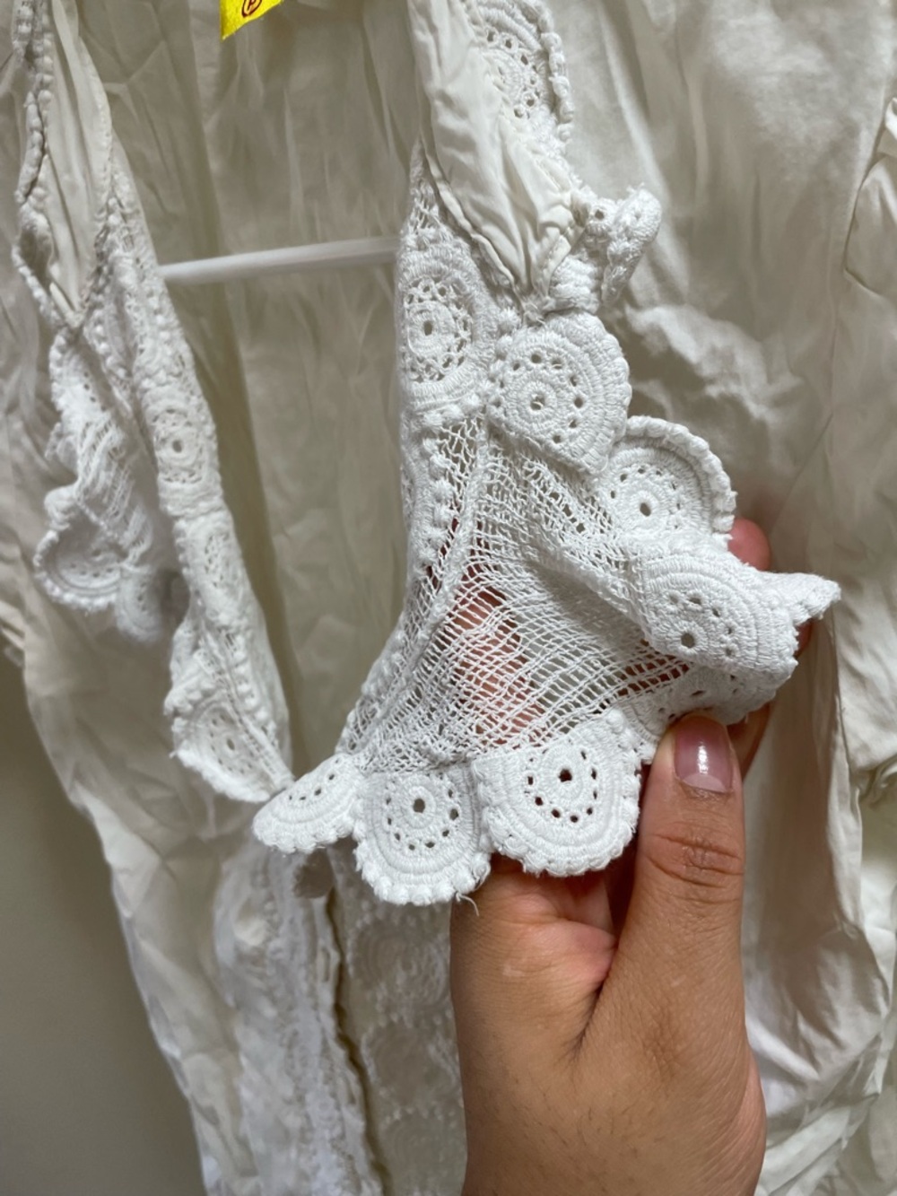 White Eyelet Ruffle Button-Front Blouse - Picture 4 of 7